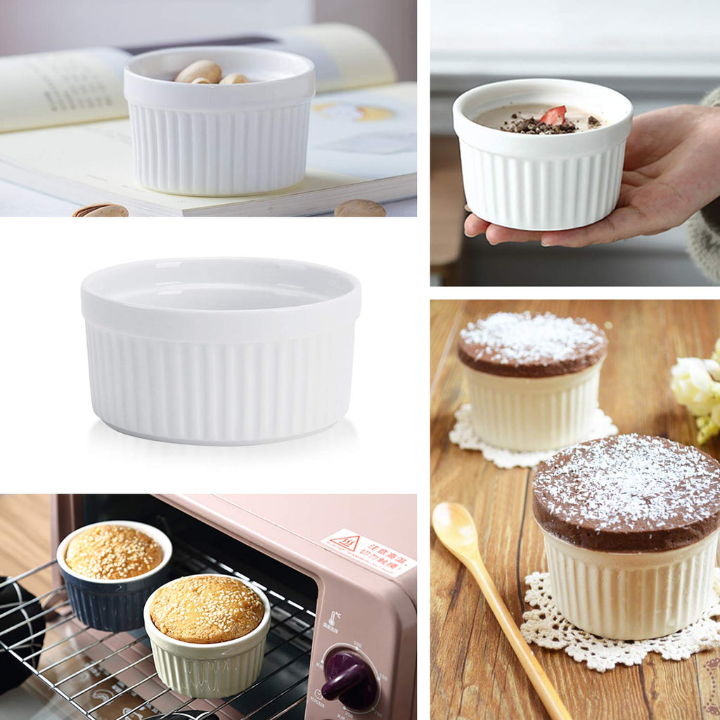 8 OZ Set of 8, Souffle Dishes Oven Safe for Creme Brulee, Custard, Lava Cakes, Pudding, Flan, Mini Desserts, Small