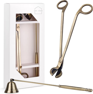 Candle Snuffer and Wick Trimmer Set, Bell Snuffer Gift Box, Stainless Steel Candle Care Accessory Decor, Brushed Gold