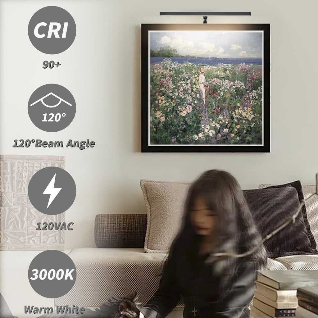 Picture Lights for Paintings Plug in, 16" 4W Adjustable LED Picture Light Art Light with Timer, Remote Control