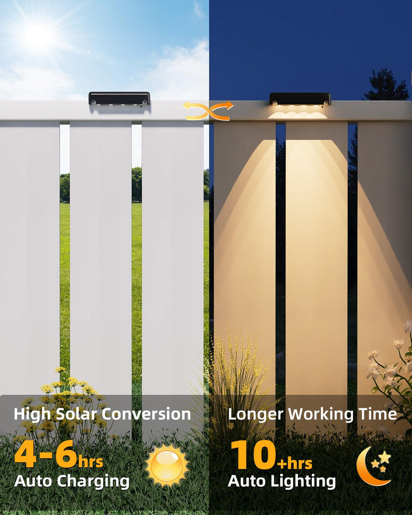 Solar Deck Lights 16 Pack, Bright Warm White Glow LED Large Size Lamp, IP65 Waterproof Step Lights Outdoor for Deck