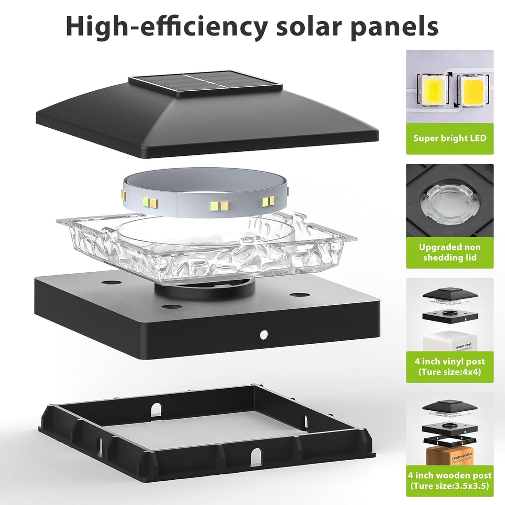 4x4 Solar Post Cap Light 24Pack, 2 Modes Waterproof for Deck Fence