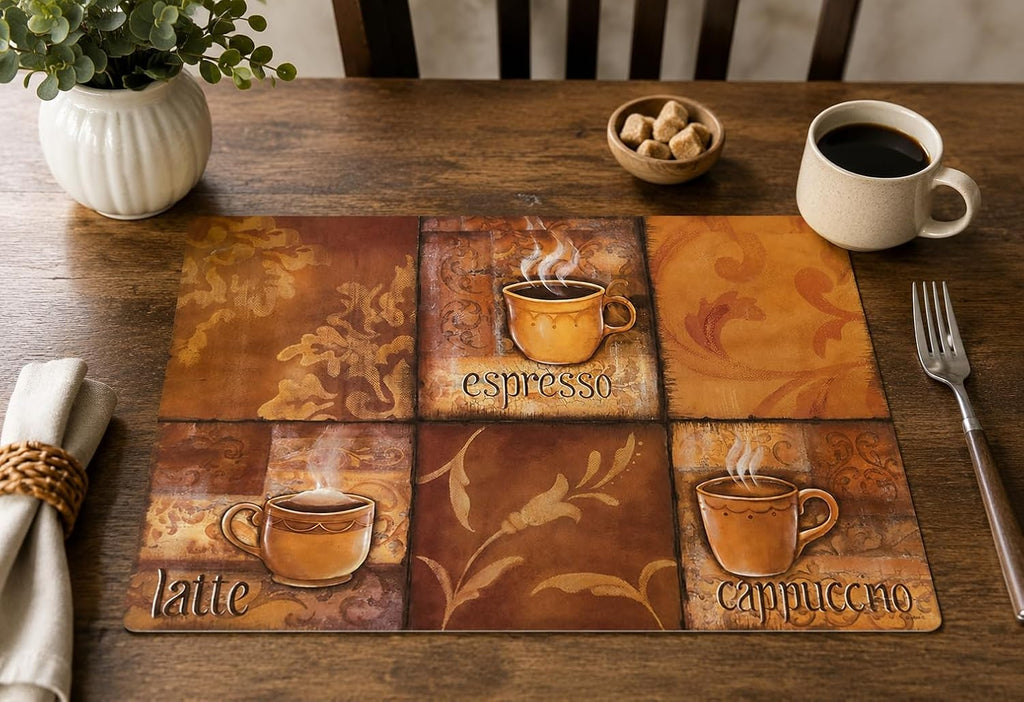 Vinyl Rectangular Placemats - Non Slip Place Mats Ideal and Outdoor Dining Table - Washable and Heat - Set of 4