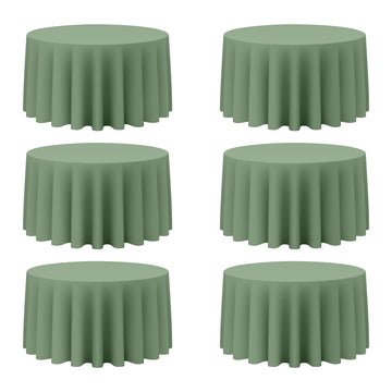 6 Pack Sage Green Round Tablecloths 120 Inch for 60" Tables