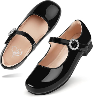 Girls Dress Shoes Rhinestone Buckle Mary Janes for School