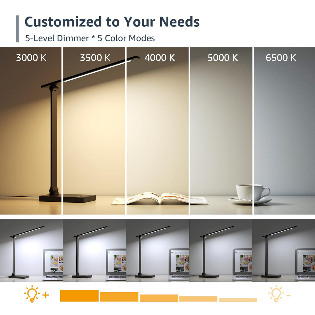 LED Desk Lamp, 9.5W 750LM Touch Desk Light, Black