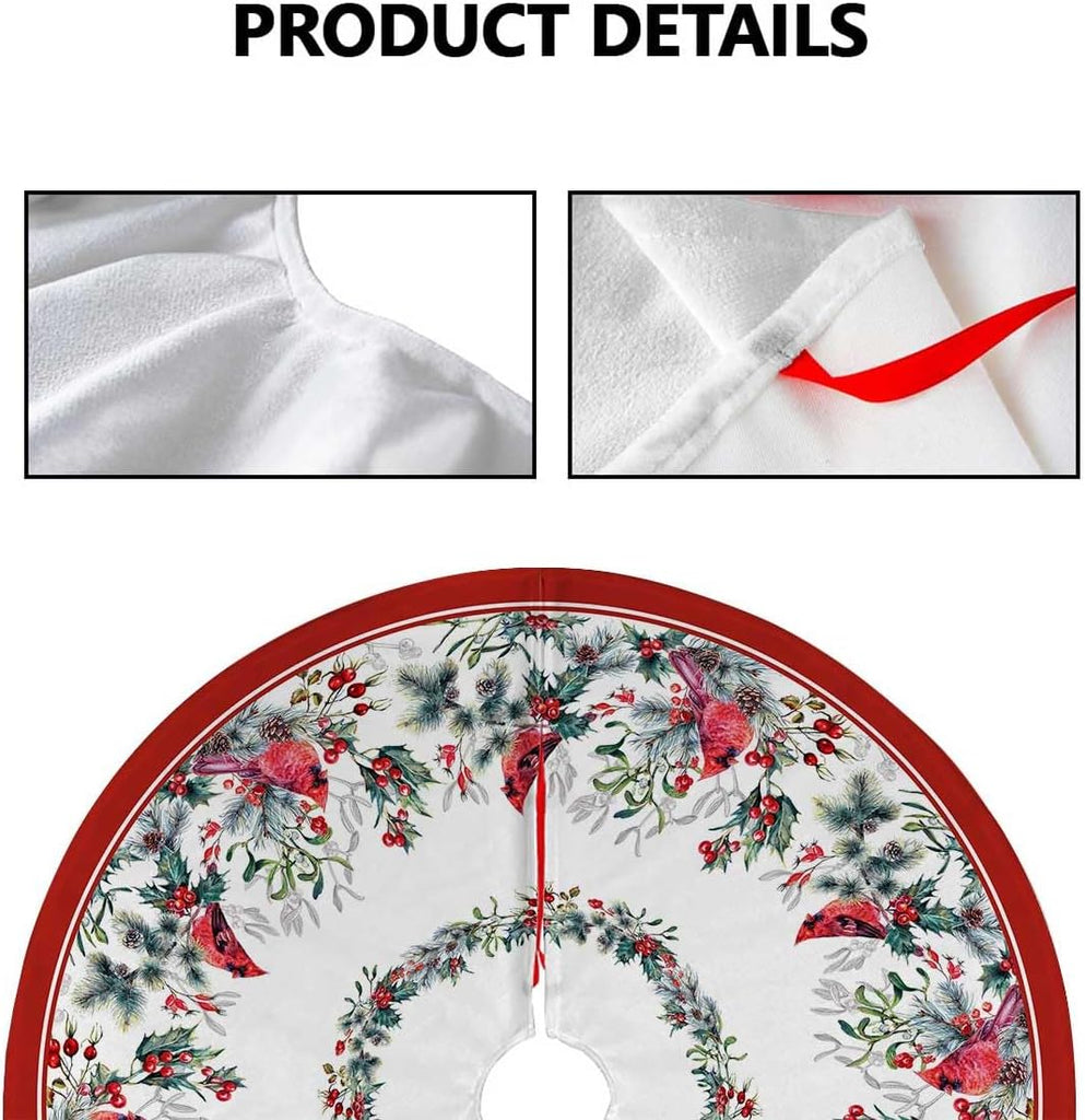 Cardinal Christmas Tree Skirt 48 Inch Poinsettia Christmas Tree Decorations