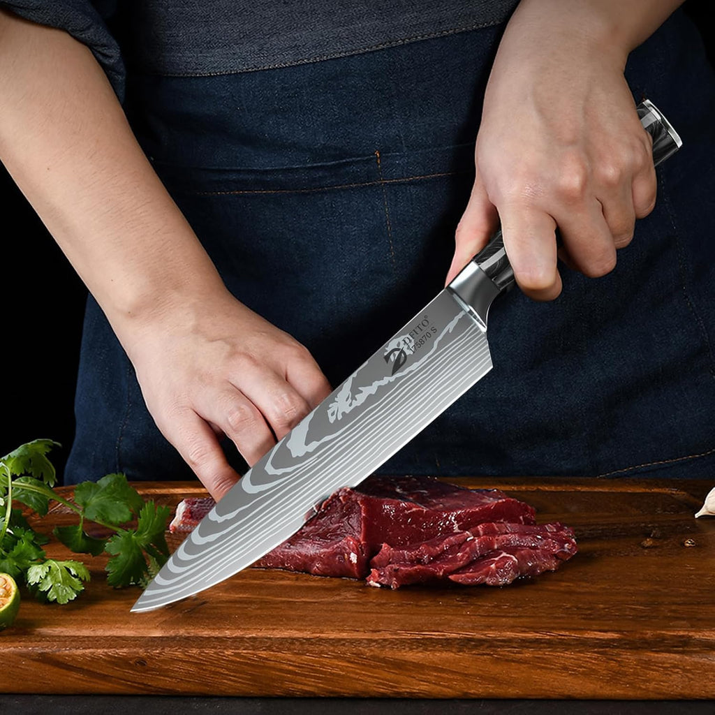 Chef Knife Sets with Roll Bag, 9 Pieces Professional Knife Set | High Carbon Stainless Steel Kitchen Knife Set with