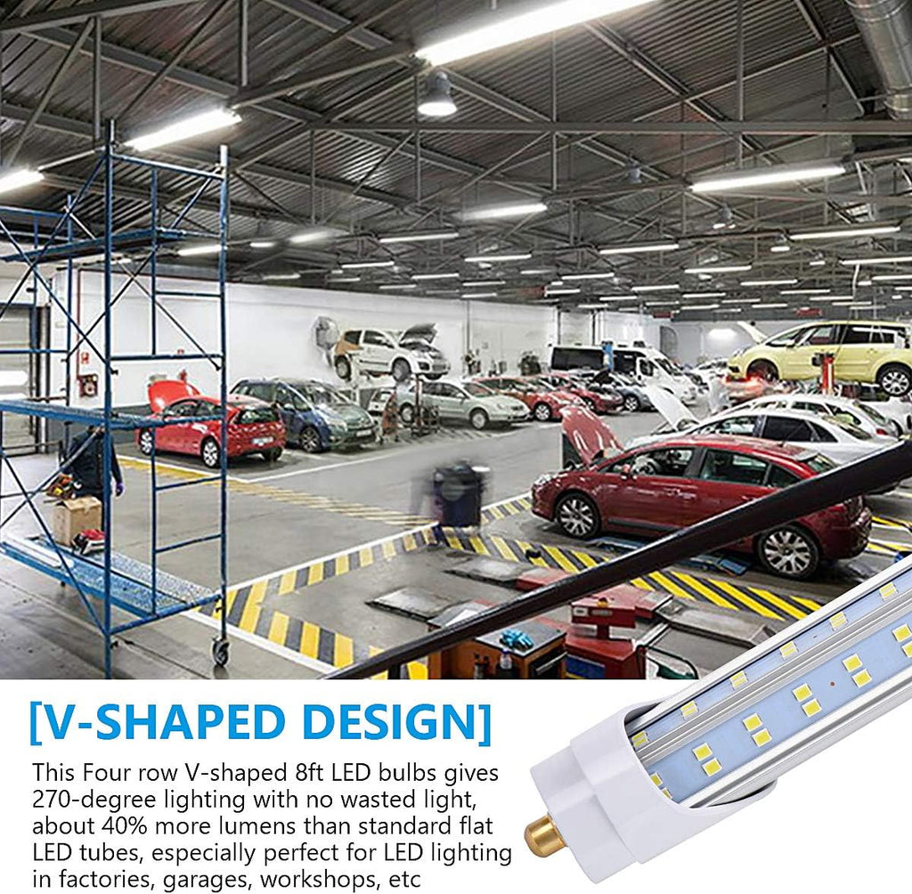 (10-Pack),8 Foot LED Bulbs,120W 19000lm 6000K Cold White, Super Bright, T8 T10 T12 LED Tube Lights, V Shaped 8FT LED