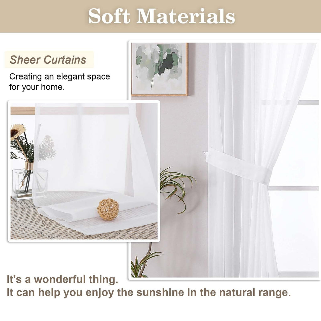 White Pinch Pleated Sheer Curtains 84 Inch 2 Panels