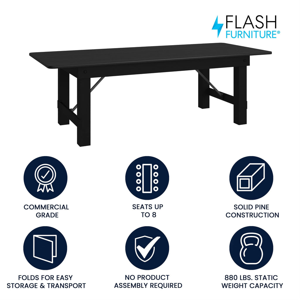 Hercules 96x40 in Locking Folding Table, Black