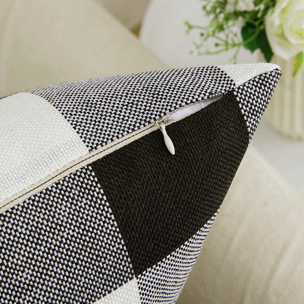 Halloween Plaid Pillow Covers Fall 16x16 Black and White Pack of 2