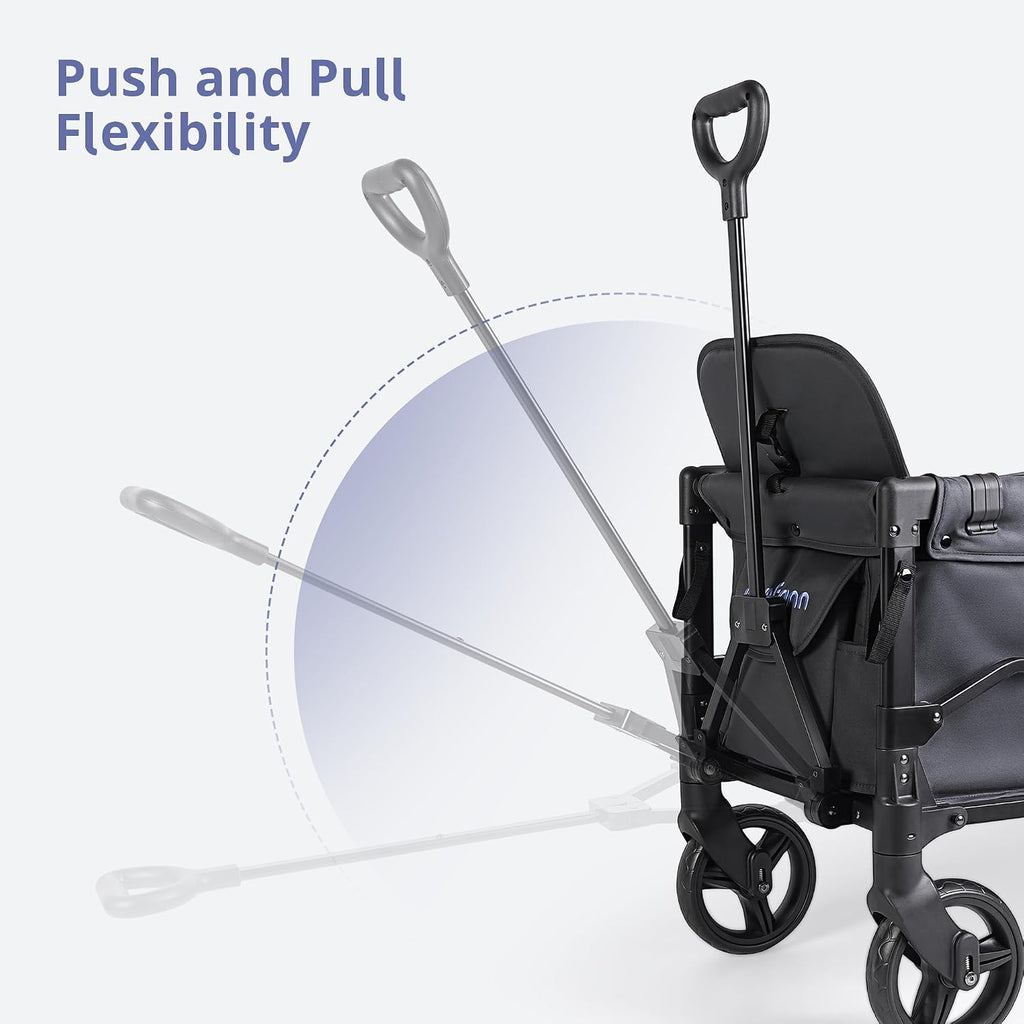 Stroller Wagon for Kids, Double Wagon Stroller Toddlers, All-Terrain Baby Wagon with Canopy & 2 Seaters, Adjustable