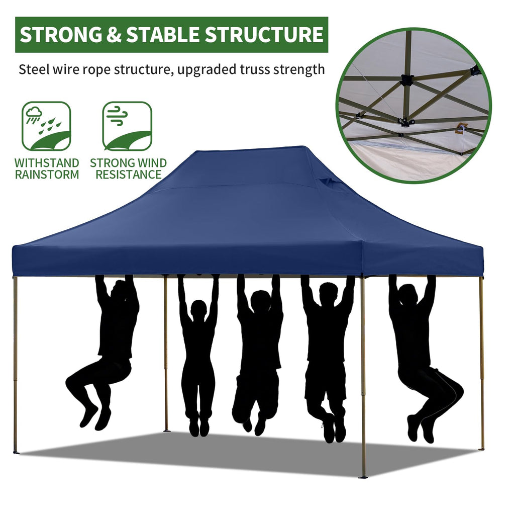 10x15 Heavy Duty Pop Up Canopy Tent with Window Walls, Outdoor Parties Tent Easy Up Canopies with 3 Removable
