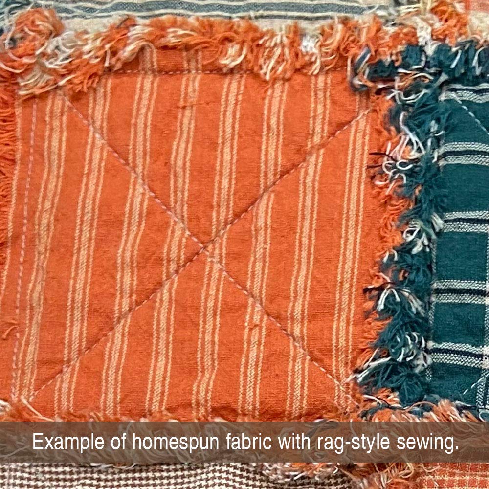 Pumpkin Spice Ticking Stripe Autumn Homespun Cotton Plaid Fabric by - Sold by The Yard