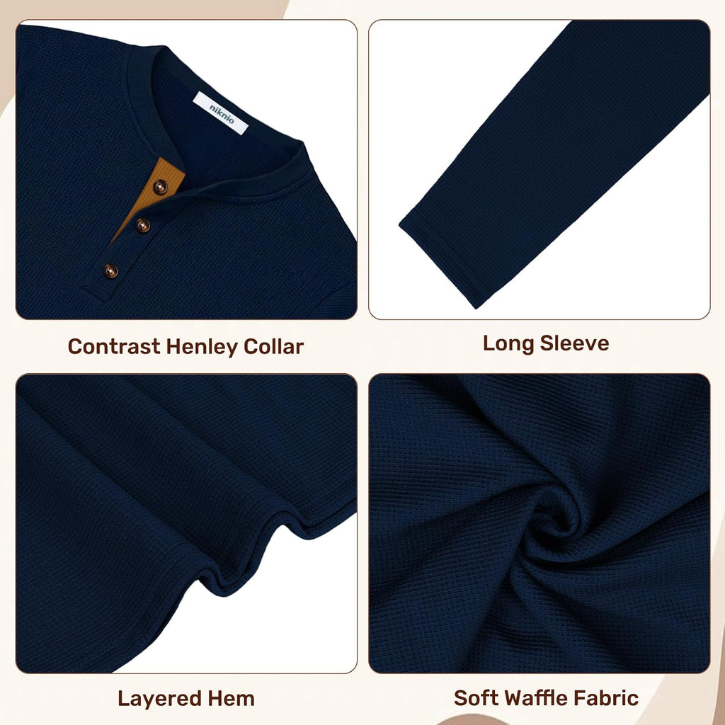 Boy's Henley Shirts Long Sleeve Thermal Waffle T-Shirt