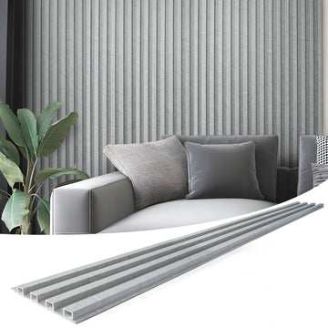 96 x 6 Inch WPC Slat Wall Paneling for Interior Decor, 8-Pack, Slate