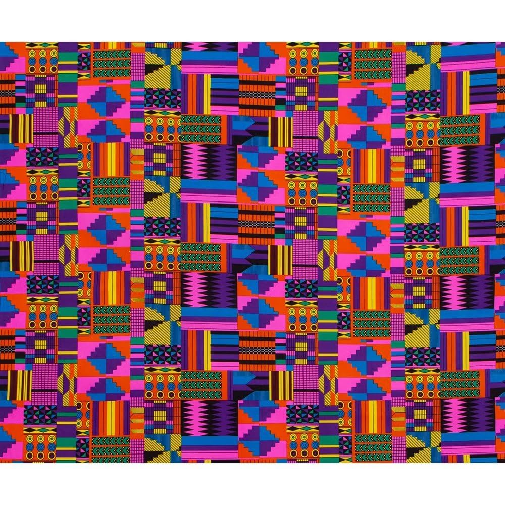 6 Yards Kente African Fabrics Bright Color Polyester African Cloth by Yard Ankara Fabric Sewing for Crafts