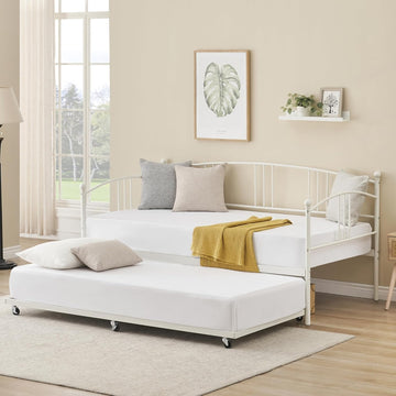 Twin Daybed with Trundle, Metal Bed Frame