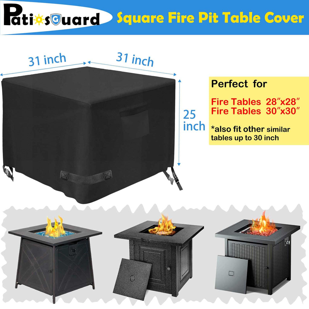 Gas Fire Pit Table Cover Square 30 x 30 x 25 Inch for 28-30 in Fire Tables