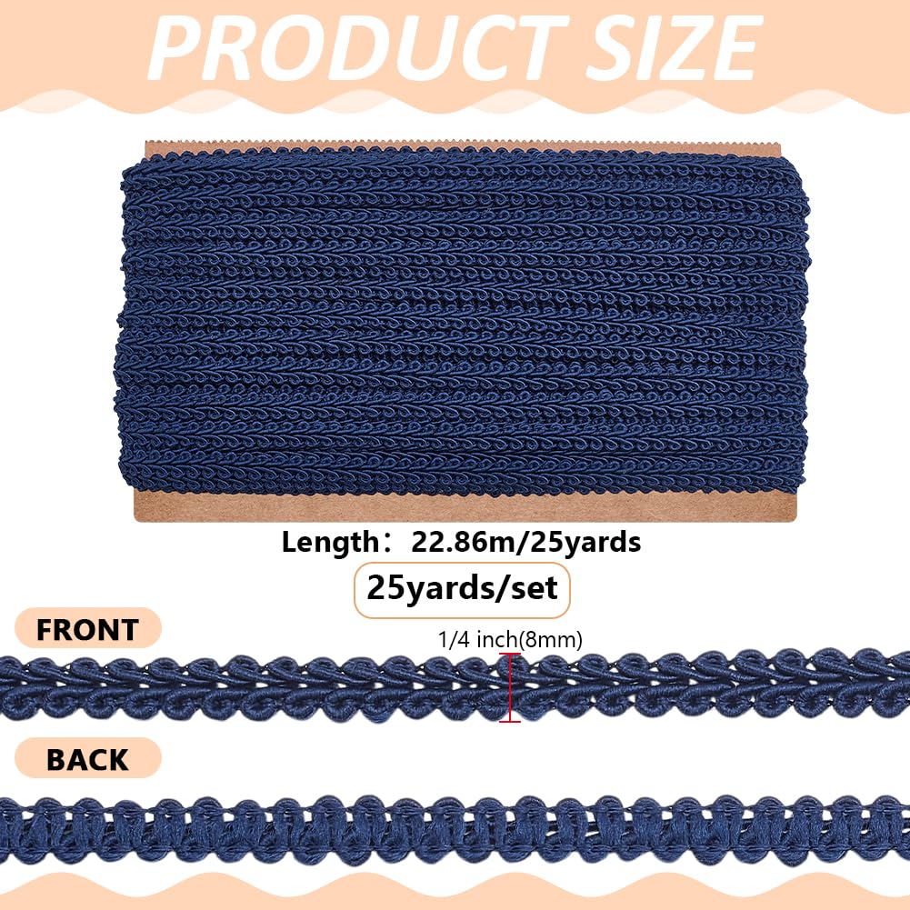 Polyester Gimp Braid Trim, 1/4 inch Polyester Fringe Trim Fabric Ribbon for Costume Making DIY Crafts Home - 25 Yards