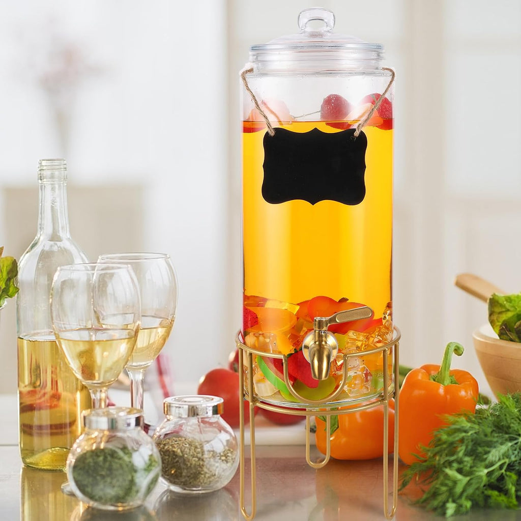 1.5 Gallon Drink dispenser, With Stand, Drink Dispensers for Parties With Stainless Steel Spigot + Marker &