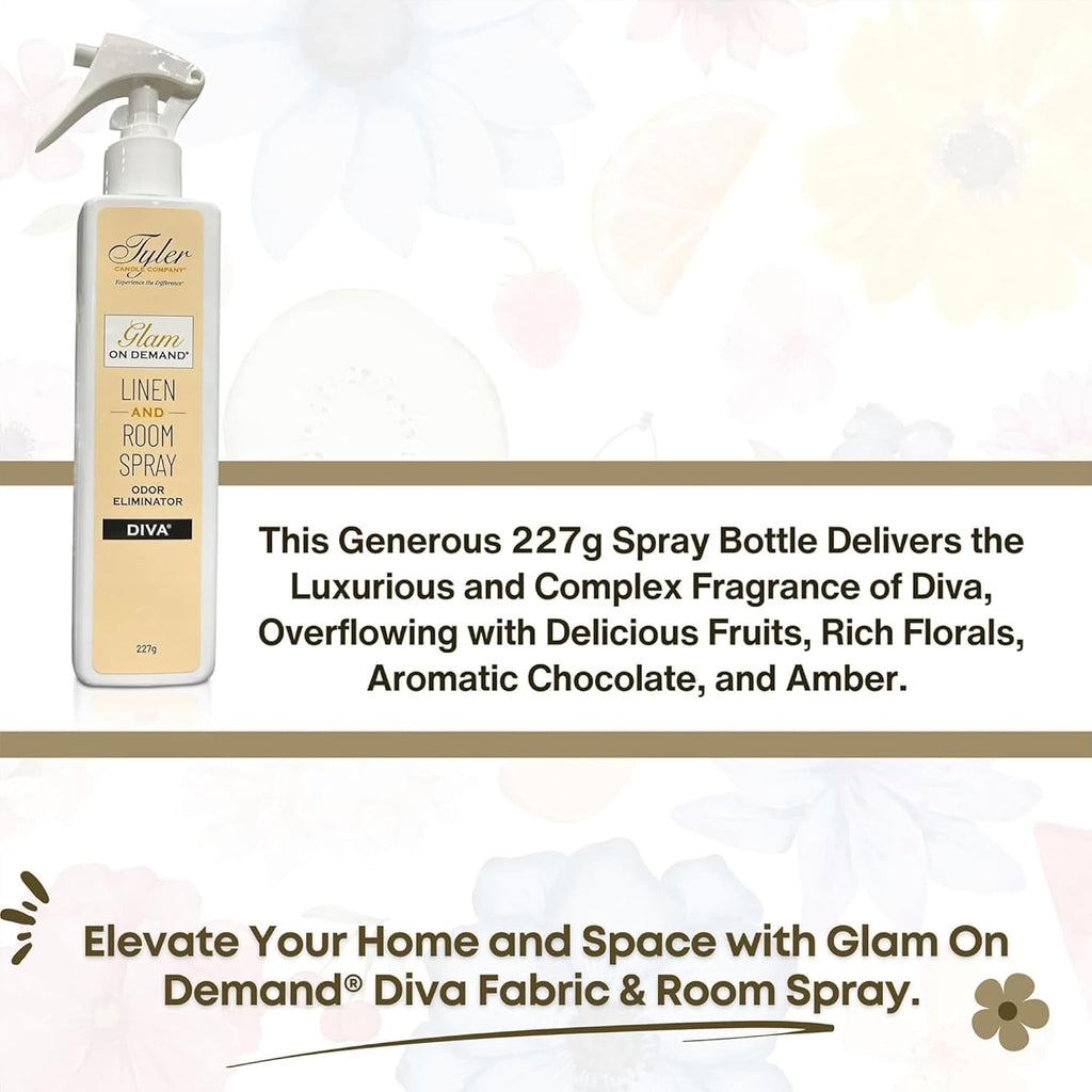 Tyler Glam on Demand - Diva Scent Linen and Room Spray 2 Pack - Air Freshener and Odor Eliminator Bundle with Stain
