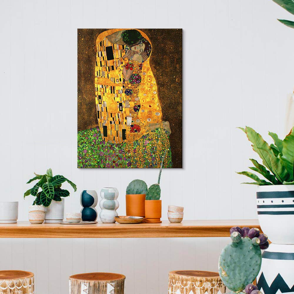 The Kiss, by Gustav Klimt Giclee printed on canvas stretched gallery wrapped Wall Picture Bedroom ready to hang