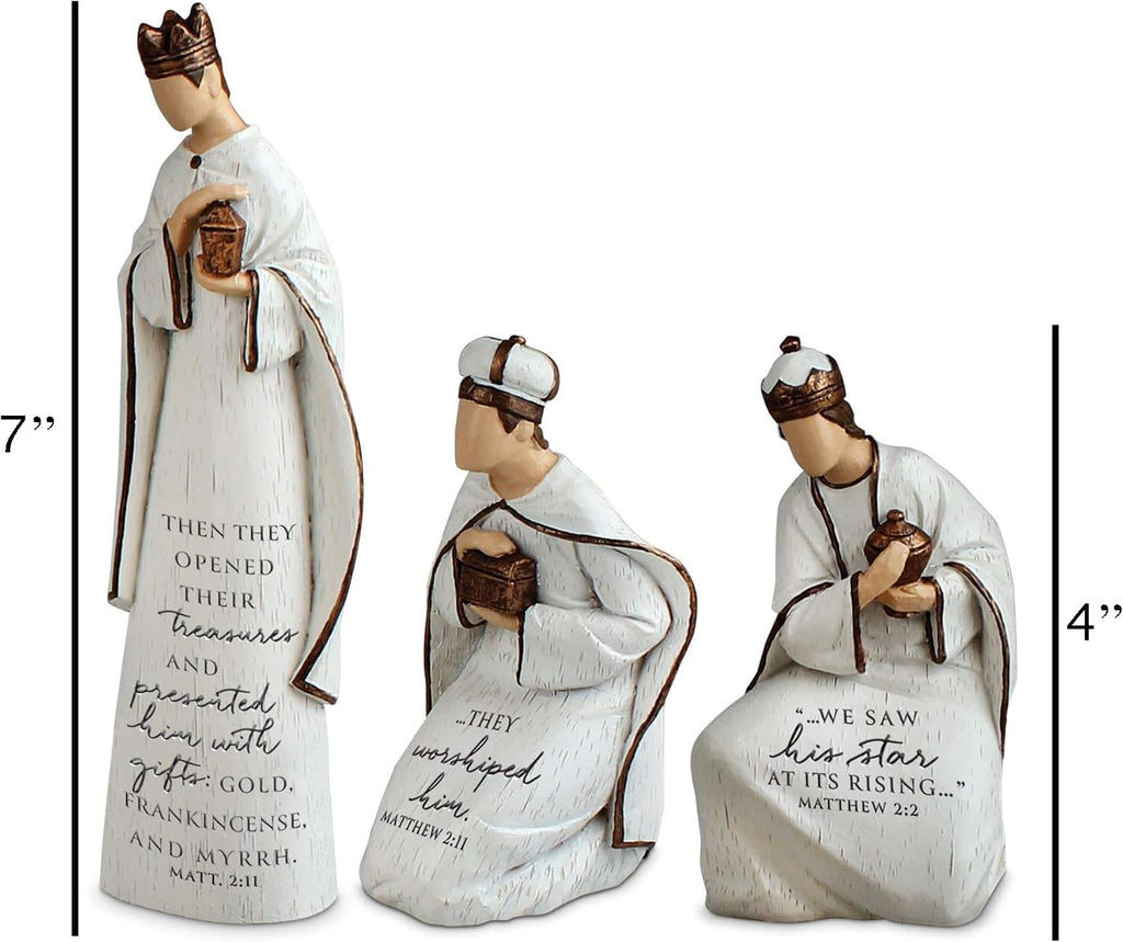 A Savior is Born 9 Piece 7.25 Inch Resin Scriptured Christmas Nativity Set