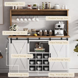 Farmhouse Coffee Bar Cabinet with Storage, 47'' Buffet Cabinet with Hutch and Sliding Barn Door