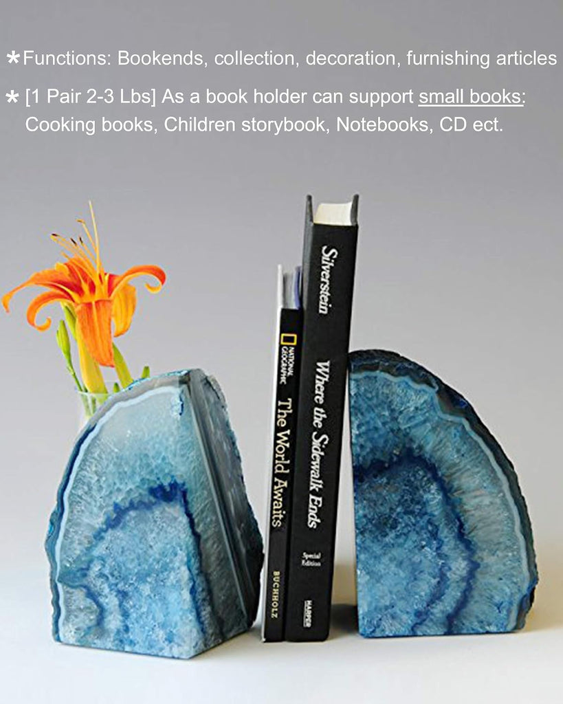 2 Pair Samll Natural Agate Book Ends 2-3 lbs with Rubber Bumpers