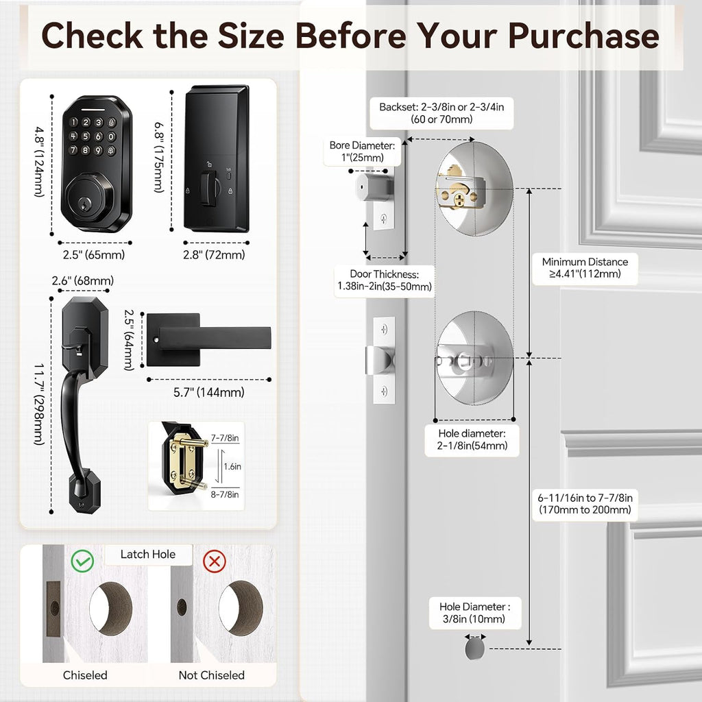 Front Door Lock Set, Keyless Entry Door Lock, Matte Black