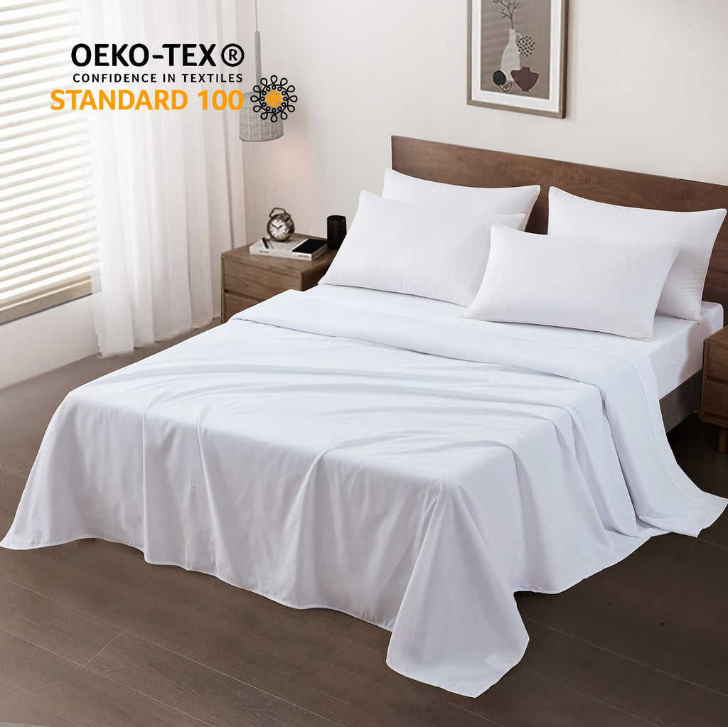 Sheet Sets Bulk Pack of 6, Wholesale Hotel Bed Set White