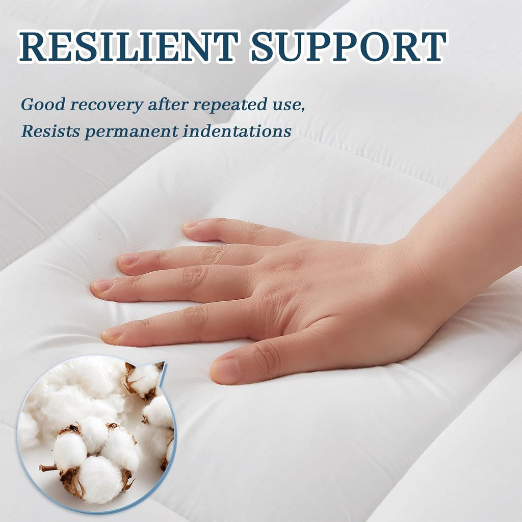 Cotton Top Mattress Topper Full Size, with Memory Foam Layer | Pillow Top Mattress Pad for Back Pain Relief, Mattress