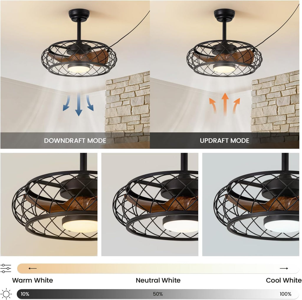 20'' Outdoor Ceiling Fans with Lights, Gazebo Fan Wet Rated  - Image 6