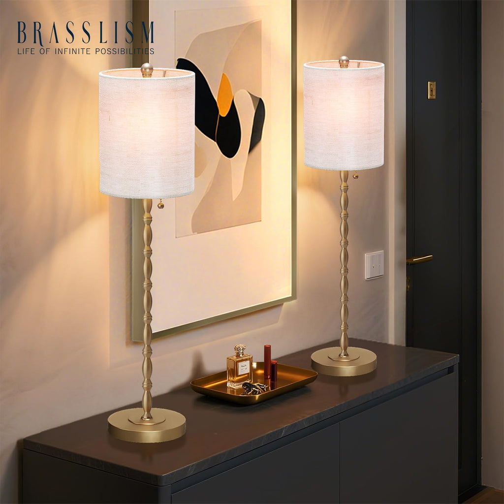 Buffet Lamps Set of 2, 28.5" Tall Brass Finish Lamps for Entryway, Hallway, Console Table