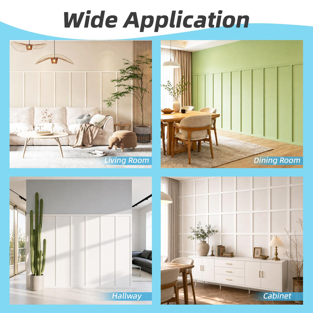 Premade Paintable Board and Batten Wainscoting Kit, 167.32 x 70.08 in