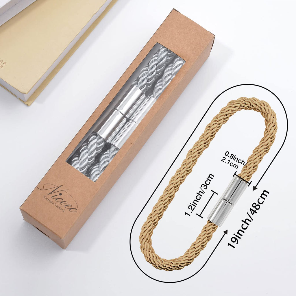 Strong Magnetic Curtain Tiebacks Modern Simple Style Drape Tie Backs Convenient Decorative Weave Rope Curtain - 6 Pack