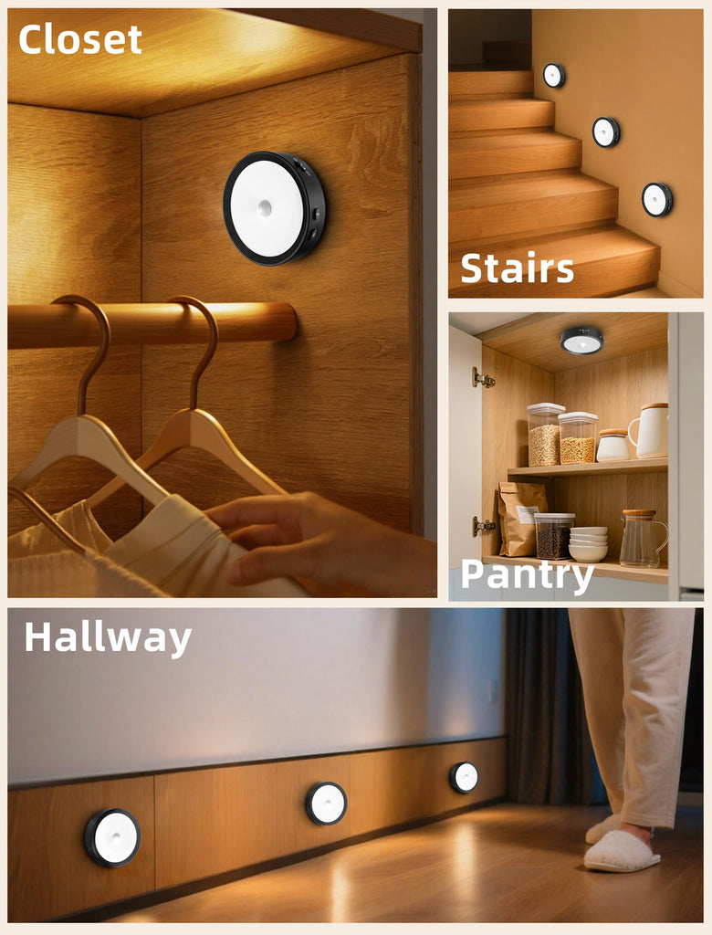 Under Cabinet Lighting Rechargeable Puck Lights with Remote Black