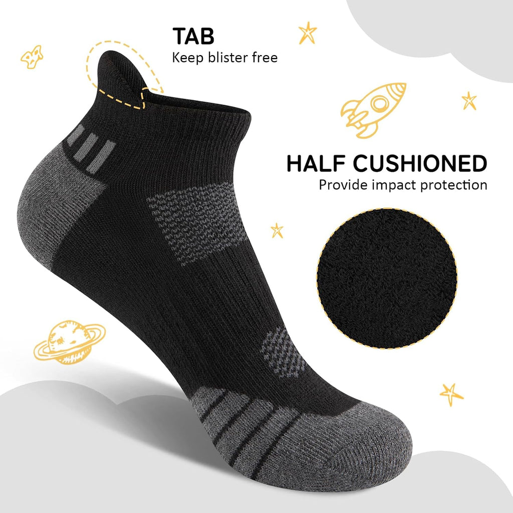 10 Pairs Boys Ankle Athletic Socks Breathable Cushioned Low Cut Sports Socks For Kids Old