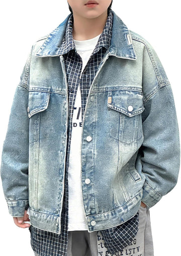 Boys Denim Jacket, Kids Oversized Jean Jackets Cowboy Coat