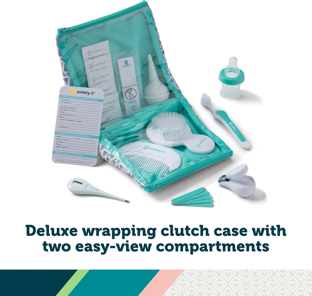 Deluxe Baby Healthcare and Grooming Kit, Pyramids Aqua, Newborn Baby Essentials, One Size, 24 Pieces