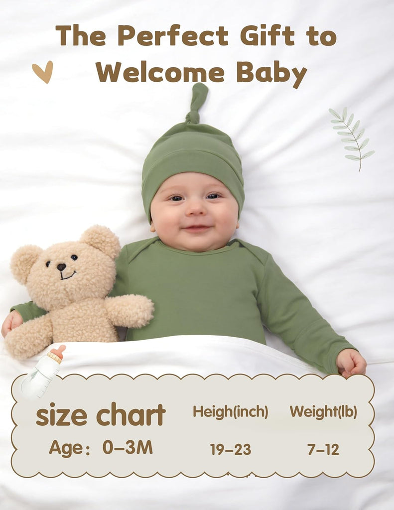 Knotted Gown 2Pack, Soft Breathable Baby Sleep Gown for Boys Girls, Infant Baby Coming Home Hospital Outfit