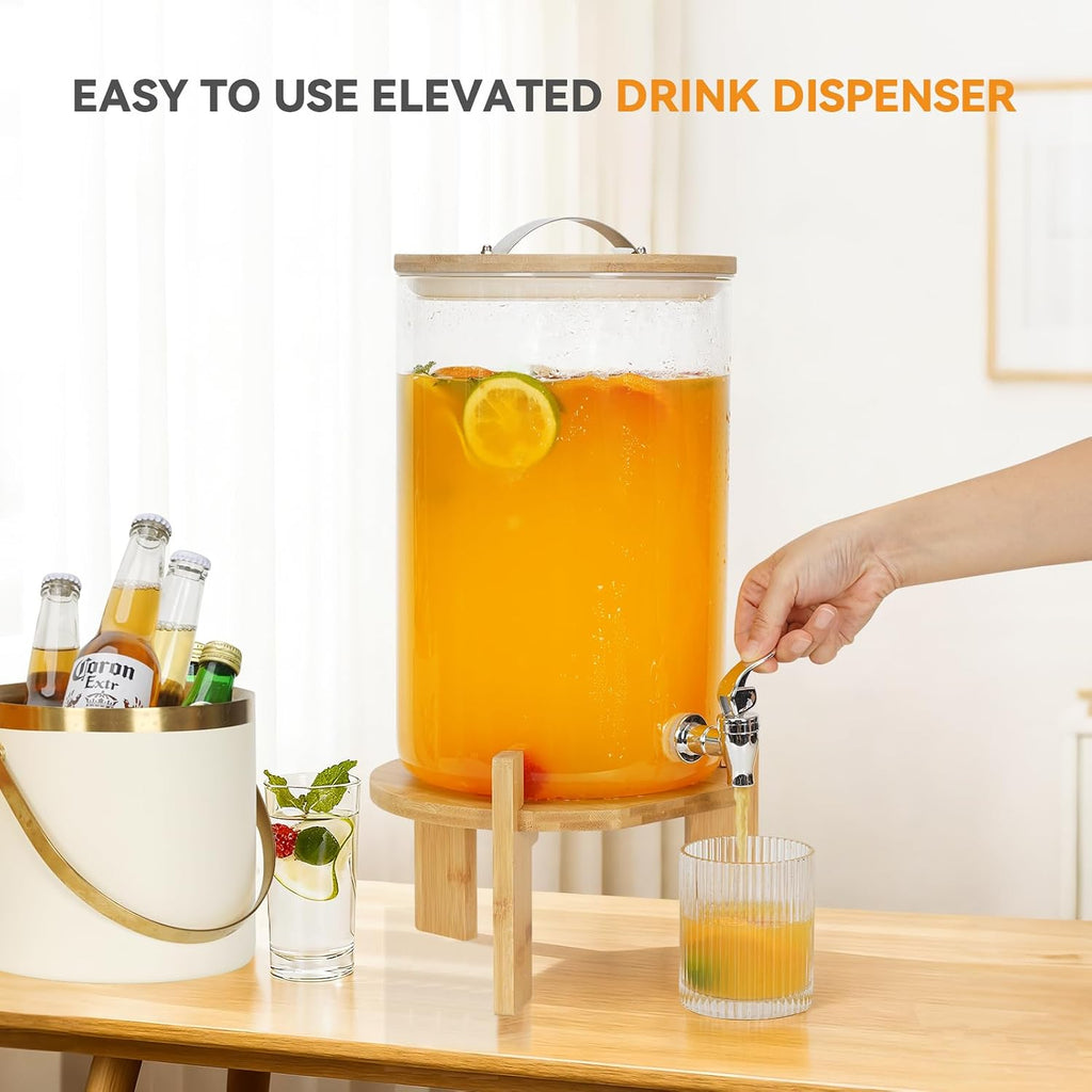 Double 2.1 Gallon Drink Dispensers for Parties with Stand - Set of 2