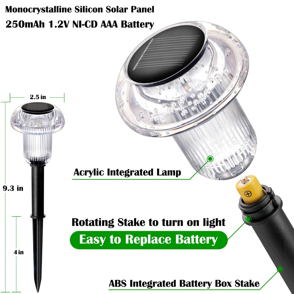 8 Pack Solar Garden Lights Outdoor Waterproof 3000K Warm White LED