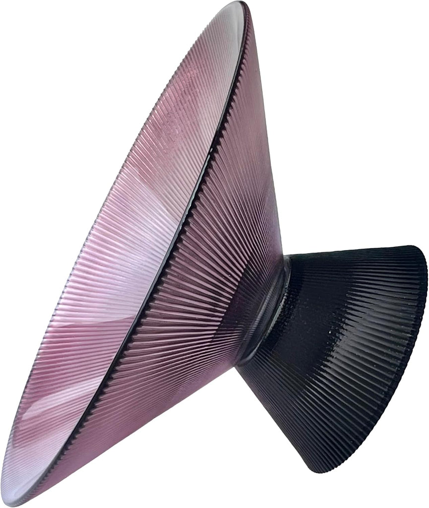 Tapered Glass Decorative Bowl(Purple), 9.8 Inches Handblown Glass Bowl with Modern Two-Tone Cone Shape,Decorative