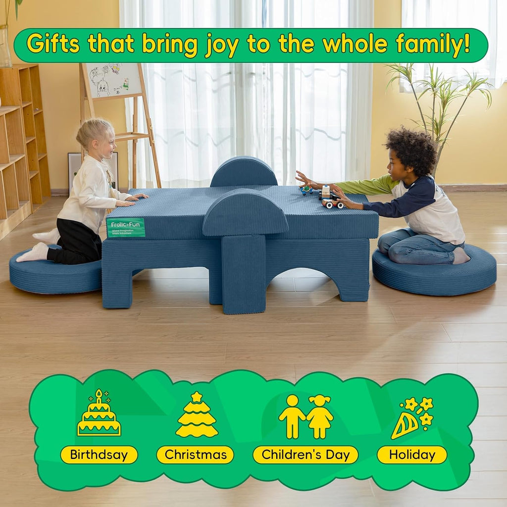 16Pcs Modular Kids Play Couch for Toddlers, Fold Out Kids Couch Building Fort for Playroom Bedroom, Kid Convertible