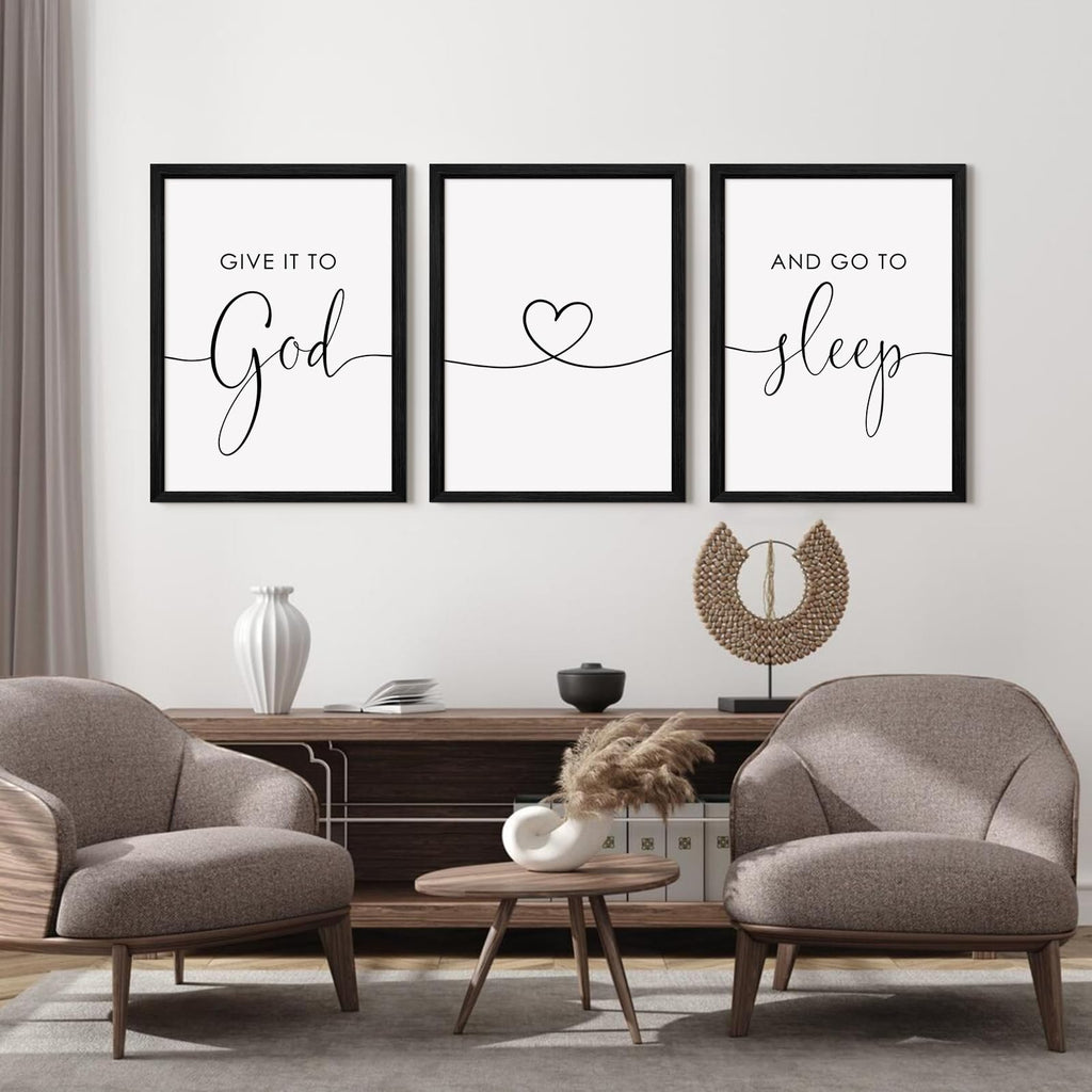 Give It to God and Go to Sleep Sign Canvas Wall Art Above Bed Wall Decor Bible Verse Prints Farmhouse Bedroom
