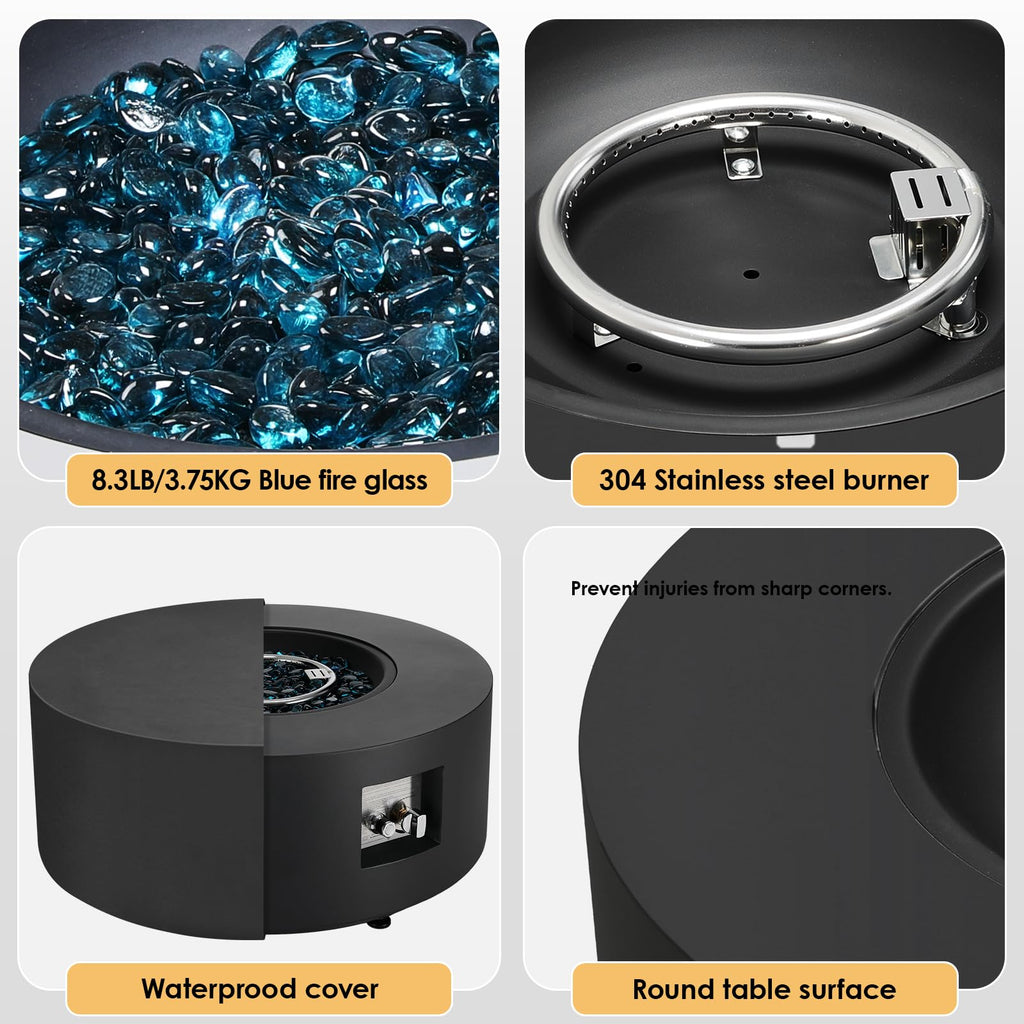 30-Inch Round Propane Fire Pit Set, 50, 000 BTU, 2-Piece