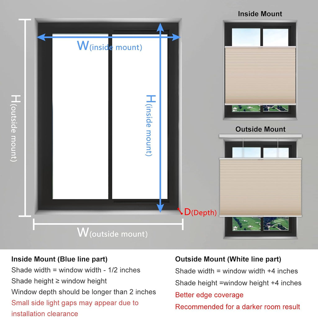 Blackout Top Down Bottom Up Cellular Shades, Cordless Honeycomb Blinds, Total Privacy, Beige