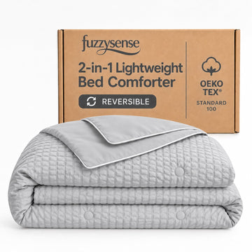 Queen Comforter, Quilted Bedding Blanket, Reversible, 90" x 90", Cool Gray